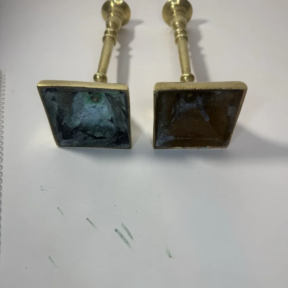 Vintage Pair Of Solid Brass Candle Stick Holder 9.5